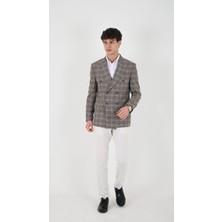 Slimfit Erkek Kruvaze Ceket Sivri Yaka Drop 6 Dokuma Kumaş