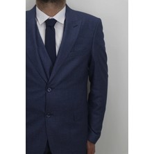 Duayen Fistan Store Erkek Kırçıllı Normal Kalıp Çift Düğmeli Yelekli Takım Elbise
