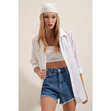 Kadın Oversize Uzun Basic Gömlek