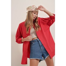Kadın Oversize Uzun Basic Gömlek
