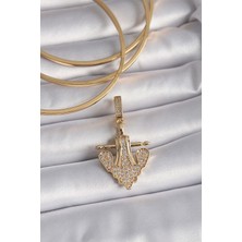 Pirinç Gold Renk Zirkon Taşlı Çapa Model Ajda Charm - TJ-BC1000