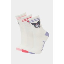 DeFacto Hello Kitty 3'lü Pamuklu Uzun Çorap Kız Çocuk F6704A8NS