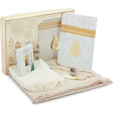 Çeyizlik Seccade Seti Gelin Bohçasına Uygun Dini Ramazan Hediyelik 6 Parça Ibadet Seti Krem