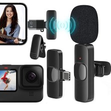 K8 Kablosuz Type-C Vlogger Yaka Mikrofonu ,cep Telefonu Için Gürültü Önleyici, Profesyonel Dış Mekan Mikrofonu, USB C Girişli Canlı Yayın Youtuber Kablosuz