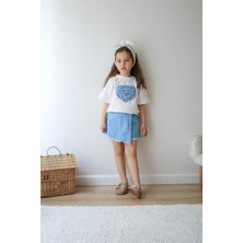 Çocuk Şort T-Shirt Takım - Kız Çocuk Yazlık Bisiklet Yaka Trend