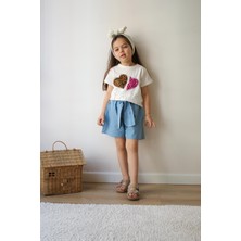 Çocuk Şort T-Shirt Takım - Kız Çocuk Yazlık Bisiklet Yaka Trend