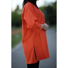 Yırtmaçlı Basic Oversize Fakir Kol T-Shirt