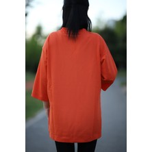 Yırtmaçlı Basic Oversize Fakir Kol T-Shirt