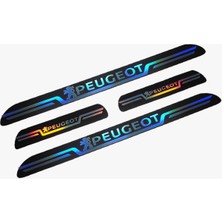 Peugeout Uyumlu Aynalı Kapı Eşiği Koruma Sticker Seti 4'lü