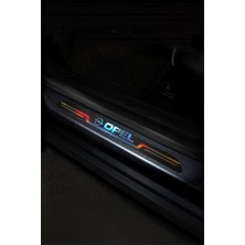 Opel Uyumlu Aynalı Kapı Eşiği Koruma Sticker Seti 4'lü Gümüş