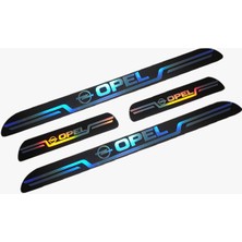 Opel Uyumlu Aynalı Kapı Eşiği Koruma Sticker Seti 4'lü Gümüş