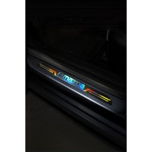 Mazda Uyumlu Aynalı Kapı Eşiği Koruma Sticker Seti 4'lü Gümüş