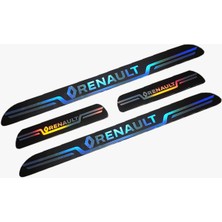 Renault Uyumlu Aynalı Kapı Eşiği Koruma Sticker Seti 4'lü Gümüş