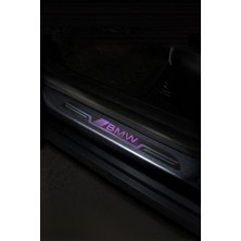 Bmw Uyumlu Aynalı Kapı Eşiği Koruma Sticker Seti 4'lü Gümüş