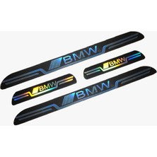 Bmw Uyumlu Aynalı Kapı Eşiği Koruma Sticker Seti 4'lü Gümüş