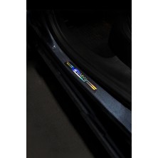 Bmw Uyumlu Aynalı Kapı Eşiği Koruma Sticker Seti 4'lü Gümüş