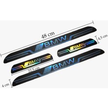 Bmw Uyumlu Aynalı Kapı Eşiği Koruma Sticker Seti 4'lü Gümüş