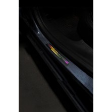 Citroen Uyumlu Aynalı Kapı Eşiği Koruma Sticker Seti 4'lü Gümüş