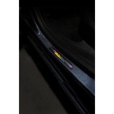Dacia Uyumlu Aynalı Kapı Eşiği Koruma Sticker Seti 4'lü Gümüş