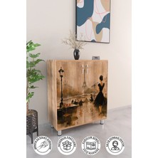 Siyah Elbiseli Kadın 4 Raflı Ayakkabılık Antre Hol Çok Amaçlı Ayakkabı Dolabı