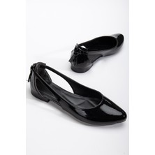 Kadın Babet Siyah Rugan Yan Açık