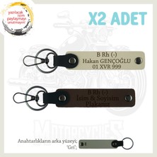 Yol Tutkunlarına Isim Plaka ve B Rh (-) Kan Grubu Yazılı Hediye X2 Anahtarlık, K Kahve-S Kahve-Gr