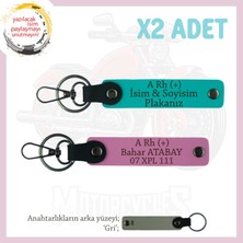 Biker Dostlarına, Isim Plaka ve A Rh (+) Kan Grubu, Klas Motorcu Anahtarlığı X2, K Turkuaz-Pembe-Gr