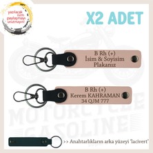 Sürücüler Için, Isim Plaka ve B Rh (+) Kan Grubu Yazılı, 2'li Anahtarlık Hediye Set, Yavruağzı-Laci