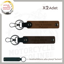 Motor Severlere, Isim Plaka ve 0 - Kan Grubu Yazılı Anlamlı Hediye X2 Anahtarlık, Kahve-K Kahve-Laci