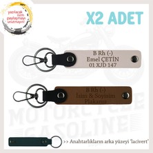 Biker Tarzına, Isim Plaka ve B Rh (-) Kan Grubu Yazılı Güvenli Sürüş Anahtarlığı, Kahve-Pudra-Laci