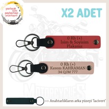 Motosiklet Severlere Isim Plaka ve 0 Rh (+) Kan Grubu X2' Li Anahtarlık, Nar Çiçeği-Yavruağzı-Laci