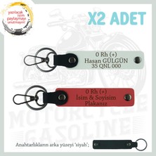 Hız Severlere Özel, Isim Plaka ve 0 Rh (+) Kan Grubu Yazılı X2 Anahtarlık Set, Nar Çiçeği-Beyaz-Syh