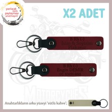 Hız Aşıklarına Hediye, Isim Plaka ve B Rh (-) Kan Grubu, Kişisel Acil Durum X2 Anahtarlık, Bordo-Sk