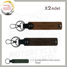 Motor Severlere, Isim Plaka ve 0 - Kan Grubu Yazılı Anlamlı Hediye X2 Anahtarlık, Kahve-K Kahve-Ysl