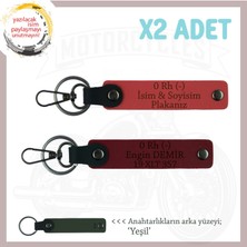 Motorcu Tarzına Özel, Isim Plaka ve 0 Rh (-) Kan Grubu Yazılı Anahtarlığı, Nar Çiçeği-Bordo-Ysl