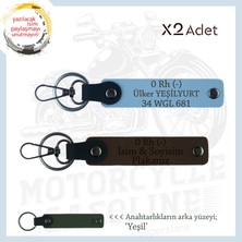 Motorcu Dostlara, Isim Plaka ve 0 Rh (-) Kan Grubu, Güvenli Sürüş 2'li Anahtarlık, K Kahve-Mavi-Ysl