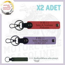 Motosiklet Maceracılarına, Isim Plaka ve B Rh (-) Kan Grubu, X2 Set Anahtarlık, Nar Çiçeği-Mor-Ysl