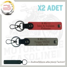 Hız Aşıkları Için Özel Isim Plaka, B Rh (-) Kan Grubu Yazılı X2 Anahtarlık, Nar Çiçeği-Kül Gri-Laci