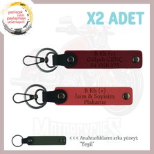 Motorcu Tarzına Özel, Isim Plaka ve B Rh (+) Kan Grubu Yazılı Anahtarlığı, Nar Çiçeği-Bordo-Ysl