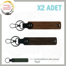 Motor Severlere, Isim Plaka ve A + Kan Grubu Yazılı Anlamlı Hediye X2 Anahtarlık, Kahve-K Kahve-Ysl
