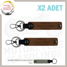 Hız Severlere, Isim Plaka ve 0+ Kan Grubu Yazılı Özel Üretim X2 Anahtarlık, Sürpriz Hediye, Kahve-Gr