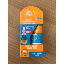 So Well Plus Leke Karşıtı Yüksek Koruma Özellikli Yüz Için Güneş Kremi SPF50+ & Hyaluronik Acid Serum Hediye Seti (75 ml Krem + Serum)