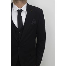 Moda Fistan Store Erkek Düz Italyan Kesim Dar Kalıp Tek Düğme Yelekli Takım Elbise