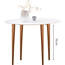 Hamadex 70 cm Ahşap  Açık Meşe Konik Masa ve Mobilya  Ayağı Boyalı (4 Adet) Aparatlar Dahil Kalinlik 5.5 cm