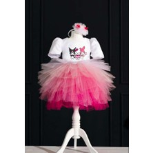 Yağmur Kostütüm Kuromi & Hello Kitty & My Melody Temalı Kız Çocuk Doğum Günü Elbisesi ve Parti Kostümü (Taçli)