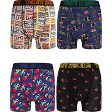 Tony Bruno 4'lü Erkek Preimum Desenli Boxer (Paket 3)