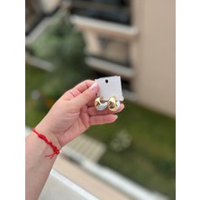 Damla Figürlü Mavi Detaylı Çivi Küpe