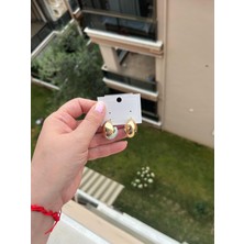 Damla Figürlü Mavi Detaylı Çivi Küpe