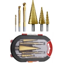 6 Parça Kademeli Matkap Ucu Saç Delme Seti Özel Kutulu Ahşap Oyma Metal Delme Ucları