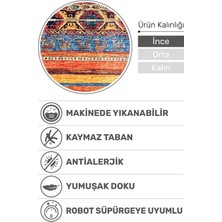 Kapadokya Dijital Baskı Şönil Halı | Kaymaz Tabanlı, Yıkanabilir, Toz Tutmaz, Modern Klasik Stil